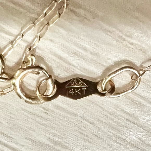 Elisa Solomon Teeny Ring Charm Solid 14k Gold Opal Diamond + Solid 14k Chain - Picture 5 of 5